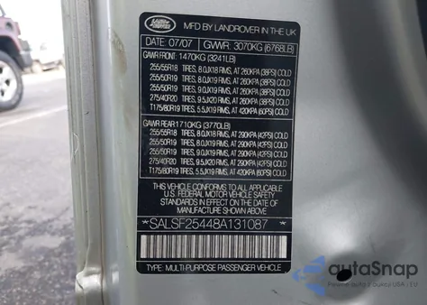 2008 Land Rover Range Rover Sport Hse из США, поврежденный, VIN SALSF25448A131087